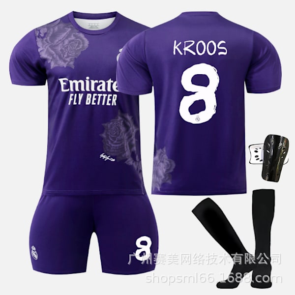 Real Madrid Y3 violetti yhteisversio 5 Bellingham 7C Row Vinicius No. 10 jalkapallopuku Violetti koko 8 sukat Purple size 8 socks 18#