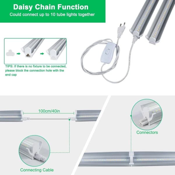 4 stk T5 vækstlys, fuldspektret 42 cm LED vækstlys, vækstlys med reflektor/Daisy Chain design til planter, vækstreoler-FX-