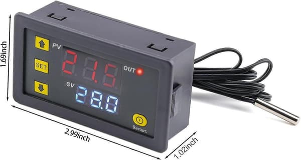 W3230 20A 12V Digital Termostat, Digital Temperaturkontroller, Varme Kjøling Kontroll, Termometerinstrument