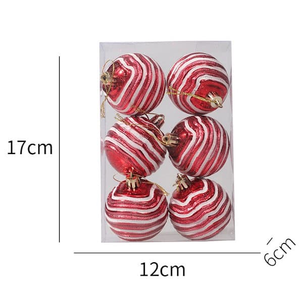 Juletrekuler Zebra 6 cm Sett med 6 Rød Röd