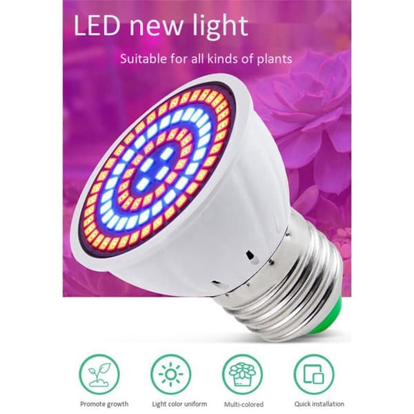 2X E27 80 LED Vækstlampe LED Vækstlys Fuldspektrum Phyto Blomsterfrøplante til Indendørs Hydroponiske Planter