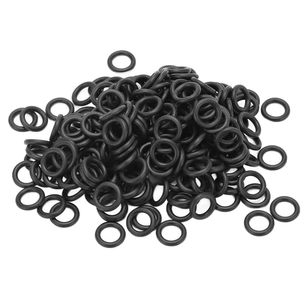 200 stk. sort gummi O-ring Slidstærk fleksibel universal O-ring til fiskeri