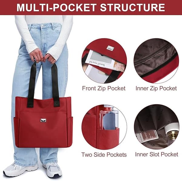 Shoulder Bag, Waterproof Tote Bag Lightweight Tote Bag With Multiple Compartments Commuter Shoulder Bag