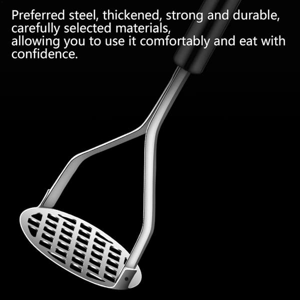 Stainless Steel Potato Masher with Ergonomic Non-Slip Handle for Home Kitchen, Mashed Potatoes, Vegetables, Silver