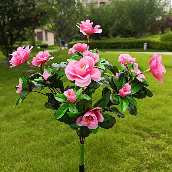 Rhododendron Solar Power Flower Lights, 42 LED Garden Stake Lamp Yard Outdoor Decor, Vanntett, Hagepynt Utendørs Pink