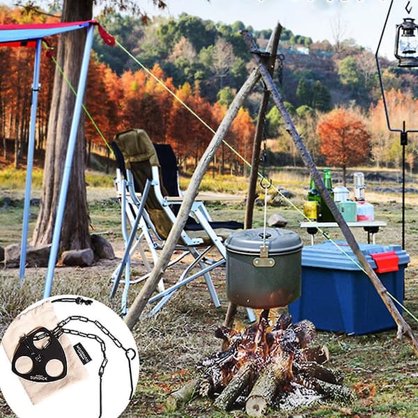 Sundick Camping Stativ Hængende Grydebeslag Grillstativ Bøjle Rustfrit Stål Stativ Til Hængende Gryde