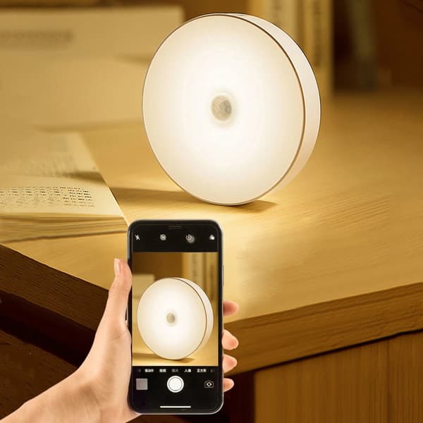 LED Night Light Mini Round Light Sensor Control Flicker-Free Night Lamp Wall Lamp For Children Kitchen Bedroom cool white cool white
