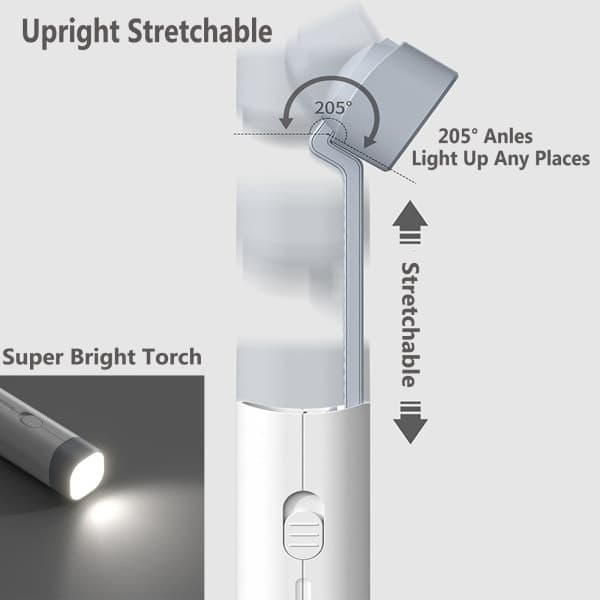 Skrivebordslampe med 3 lysstyrkeniveauer, lampe med telefonholder (hvid)