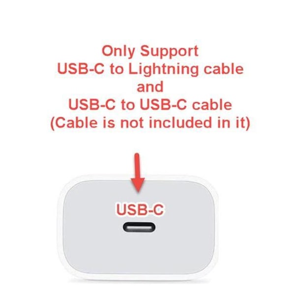 20W Hurtiglader for iPhone 11/12/13 Strømadapter USB-C White Vit