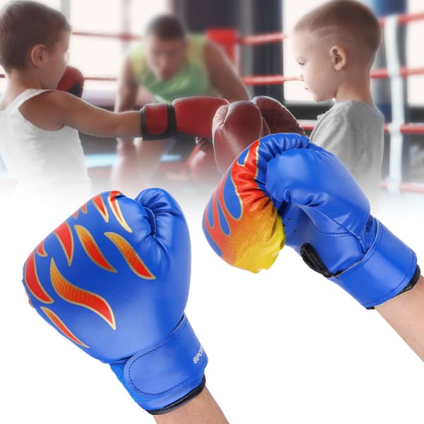 Børneboksning Kamp Muay Thai Sparring Bokse Kickboksning Grappling Sandbag Handsker Blå
