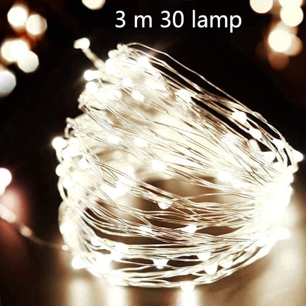 3-pack batteridrivna ljusslingor med fjärrkontroll, 3 meter 30 LED-lampor, för trädgårdar [BT] vit white
