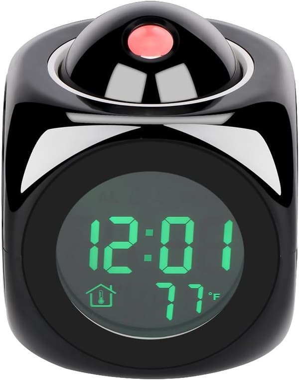 Projection Alarm Clock - Cute Design Desk Clock, Large Screen, Time/Temperature/Alarm/Snooze Display