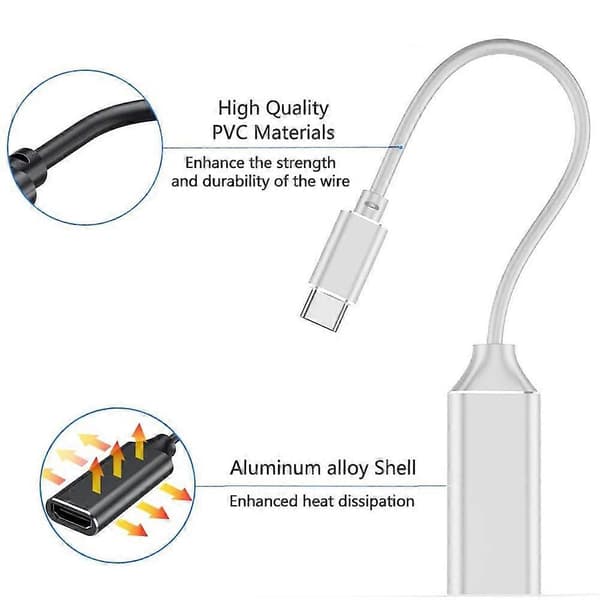 USB-C til HDMI-adapter, 4K Type-C til HDMI-adapter (Thunderbolt 3-kompatibel) med video- og lydudgang - Sølv