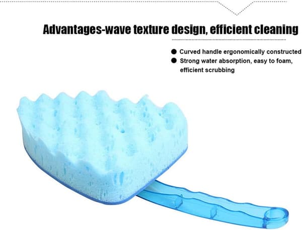 Triangular Sponge Brush with Handle, Wave Design, Car Wash Sponge, Car Wash and Drying Tool for Car Care, Blue