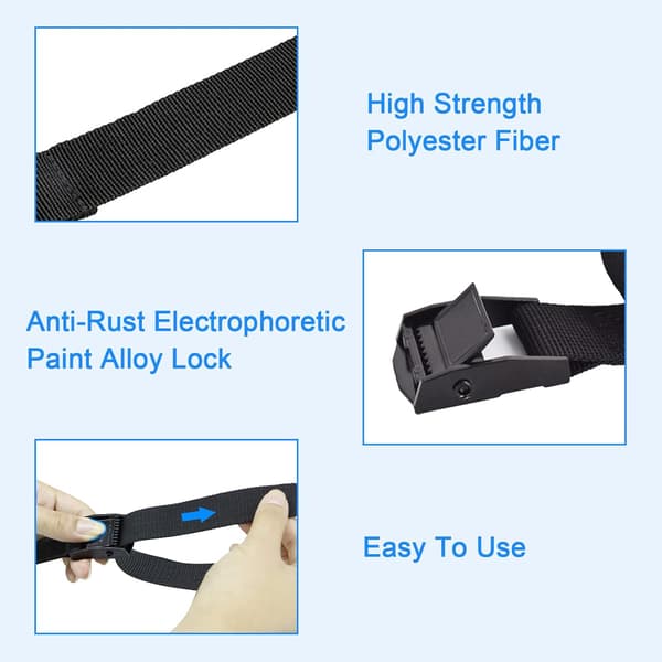 Ratchet Tie Down Straps 3M x 25mm, 2-Pack Heavy Duty Lashing Straps Adjustable Buckles Tie Down Straps for Motorcycle