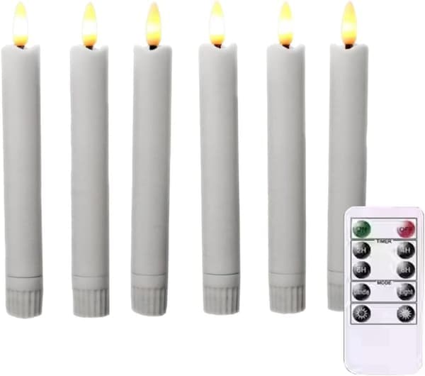 Ivory Flameless Flickering LED Candles with Remote Control - 6-pack-FX-