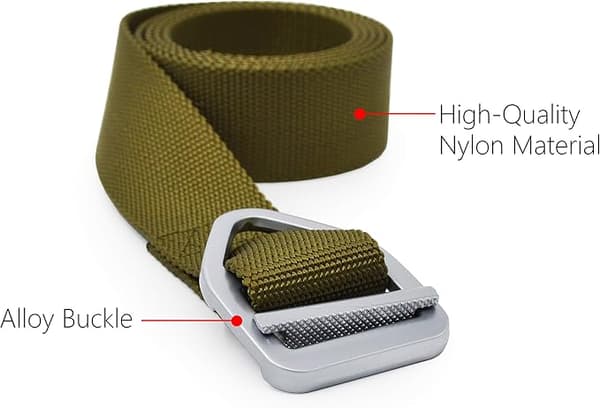 Tactical nylon belt with metal buckle, green, 125 cm