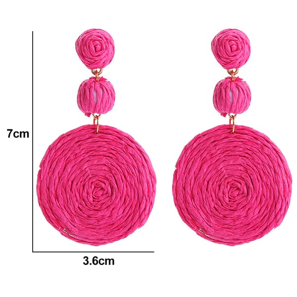 Boho Raffia-øreringer for kvinner - Sommerstrandferie Smykker Roserød Rose red
