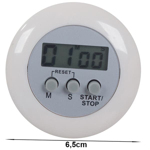 Digital køkkentimer med LCD-display og magnet hvid white