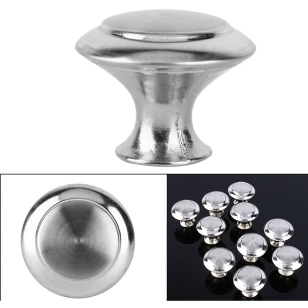 10 Pcs Stainless Steel Round Cabinet Knobs Drawer Pulls Handles Cupboard Accessories
