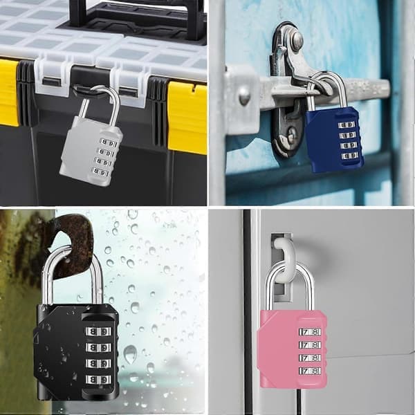 Combination Padlock, 4 Digit Coded Padlock, Gym Lock, School Locker Lock, Weatherproof Outdoor Combination Lock (Pink)