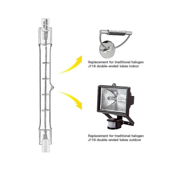 R7S Halogenlampe 118mm 200W 230V Halogenstav R7S Halogenlampe R7S Dimbar Halogenstav Lampe 6-pakning