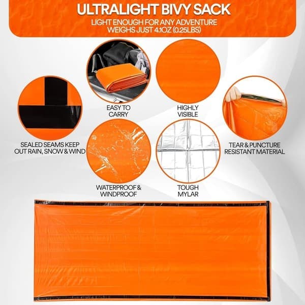 1/2/4 stk Utendørs Vanntett Termisk Sovepose Camping Overlevelse Bivy Bag