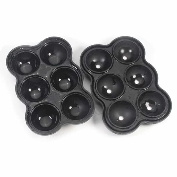2-pak 6 runde isterninger silikone isform isterningkugler sort black