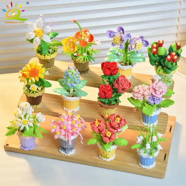 Evig Buket Mikro Byggeklodser – DIY Blomstermodel til Boligindretning og Børn – Stil 6