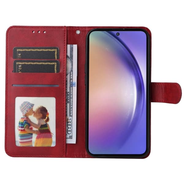 SKALO Samsung A55 5G PU-läder plånboksfodral röd Red RED