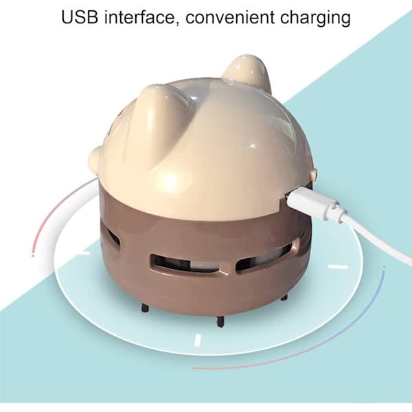 Cute Table Vacuum Cleaner, USB Rechargeable Mini Vacuum Cleaner for Desk