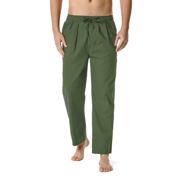 Män Vanliga raka ben Casual byxor Yoga Beach Lös resår midja green S