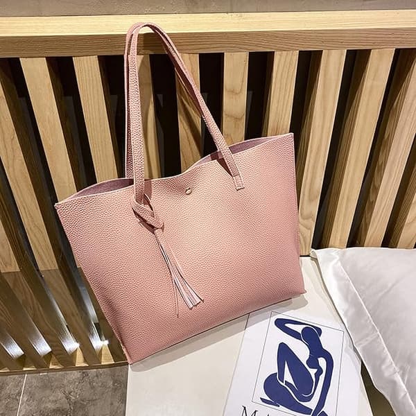 Women's Tote Bag, Soft PU Leather with Large Capacity (Pink)