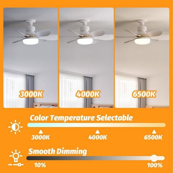 Ceiling Fan, 30W Ceiling Fan with Light, E27 Socket, Cream White Cover, Pearl White