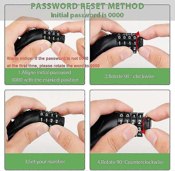 Bike Lock, Bike Lock Long 40cm/piece, Cable Lock for Bicycle Scooter Motorcycles Bike Gate with 4-Digit Smart Code