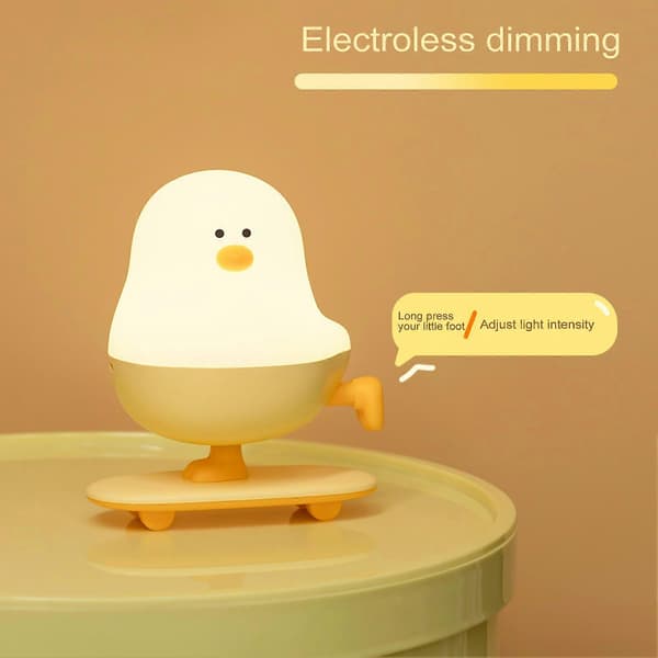USB Rechargeable Night Light Adjustable Brightness Flicker-Free Soft Glow Chicken Animal LED Bedside Lamp Bedroom Decoration