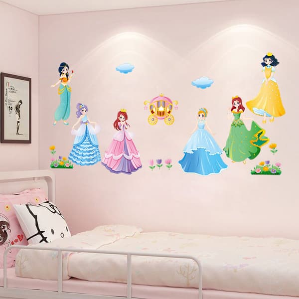Avtakbare prinsesseklistremerker DIY selvklebende veggtapet