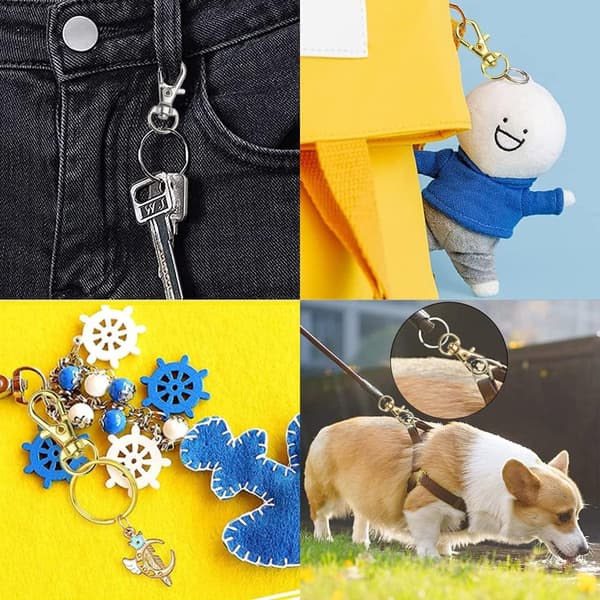 100 st (50 silverfärgad karbinhake + 50 nyckelringar) legeringssvängar
