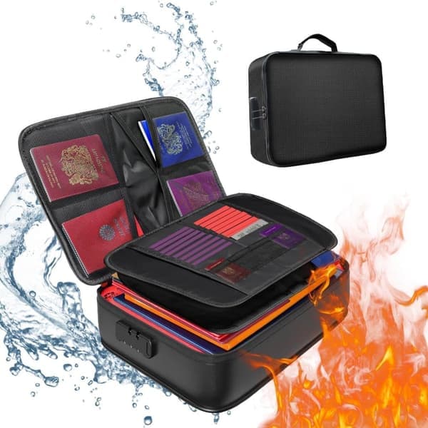 Document Organizer - Fireproof Drawer Storage with Lock (36x27x10 cm). For Important Papers, Passports, and Certificates