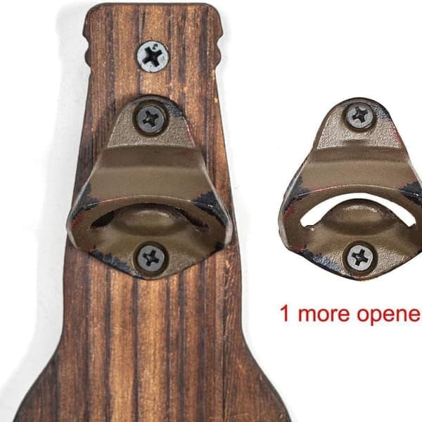 Wall Mounted Wooden Bottle Opener with Cap Catcher, Rustic Beer Opener with Mesh Basket Design, a Space-Saving Accessory that Fits