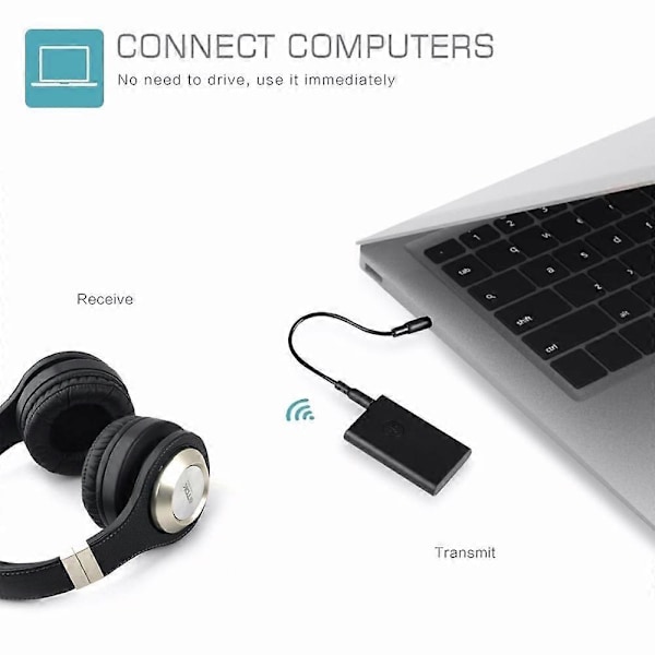 2-in-1 Bluetooth-vastaanotin ja -lähetin TV:lle, PC:lle, kuulokkeille jne.