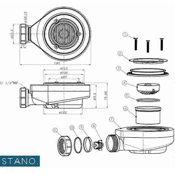 Low Profile Shower Tray Drain, Perforated Strainer For Debris Collection, Sturdy Material Ensures Durability, Versatile And Convenient For Various
