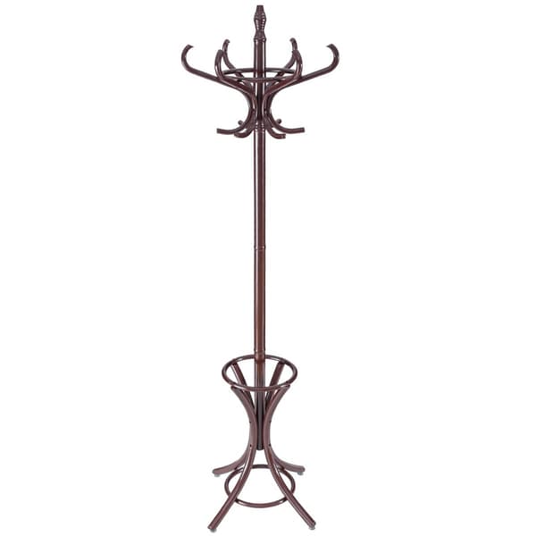 Kleshenger med paraplystativ, 12 kroker, brun