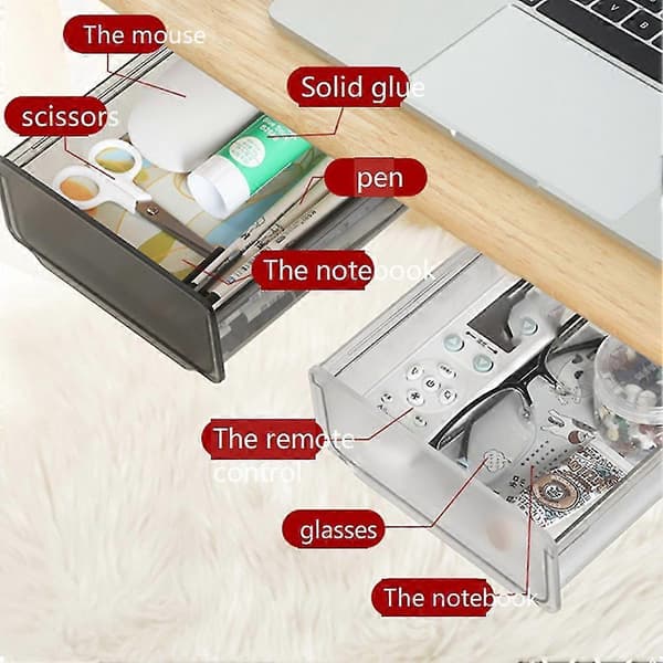 Desktop Storage Boxes, Small Invisible Drawer Box for Student Dormitory Desk, Home Office Stationery Organizer B