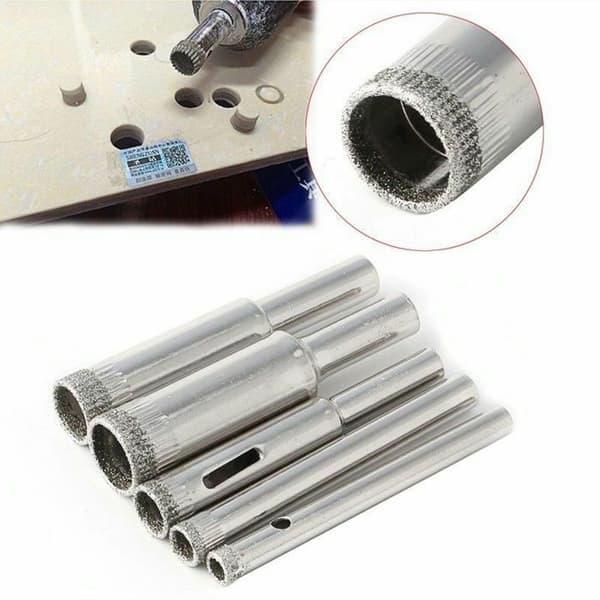 Diamond Drill Bit Set 5/6/8/10/12 mm, Diamond Coated Drill Bit Set, Suitable for Ceramic Tiles, Marble, Glass