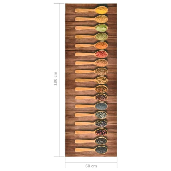 vidaXL Køkkenmåtte maskinvaskbar skeer 60x180 cm multifärg multicolor
