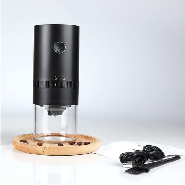 Portable electric coffee grinder 4 cups espresso USB rechargeable black