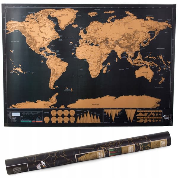 Resekart World Map Scratch Map - Size 82 X 59 Cm