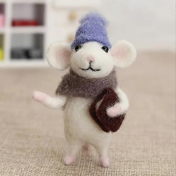 Needle Felting Kit for Mouse for Beginners DIY Wool Felt Craft Kit Handmade Wool Felt Material Production Package Gifts