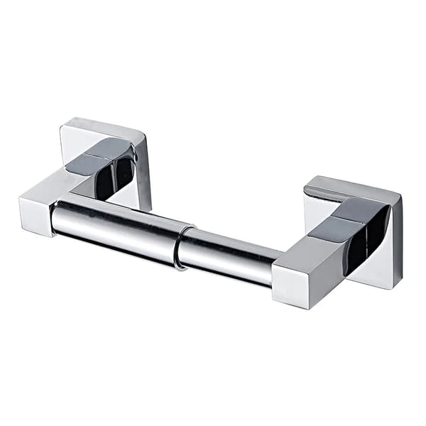 Wall-mounted toilet paper holder with spring-loaded system, heavy-duty square roll dispenser for bathroom, chrome